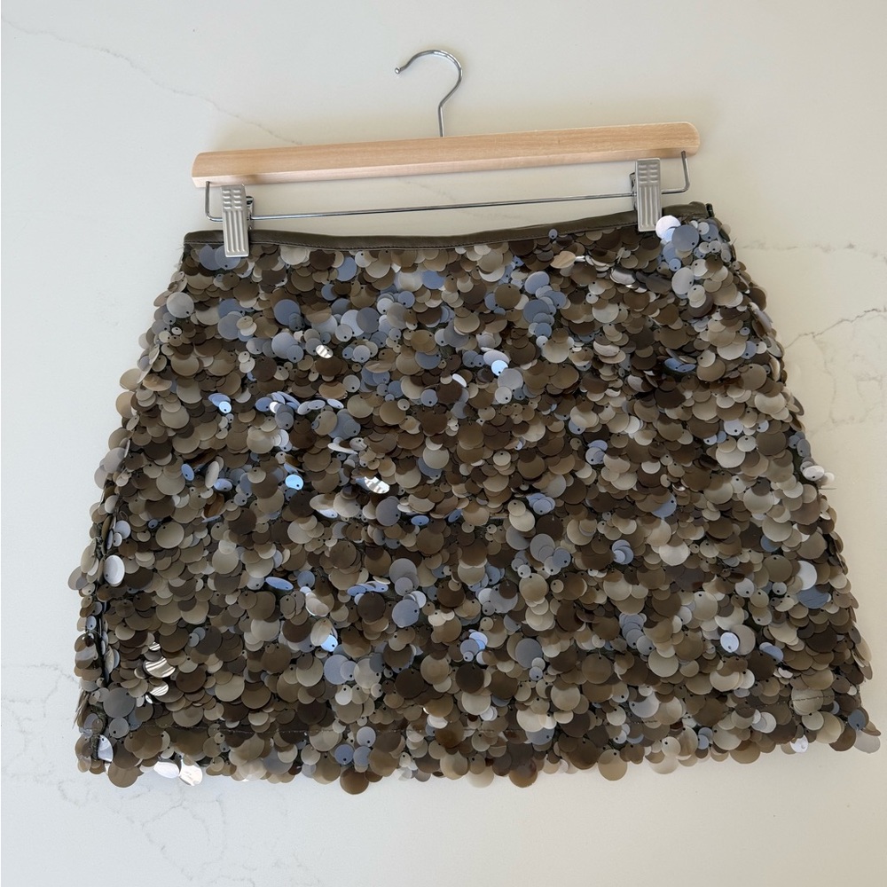Zara Olive Green Sequin Mini Skirt